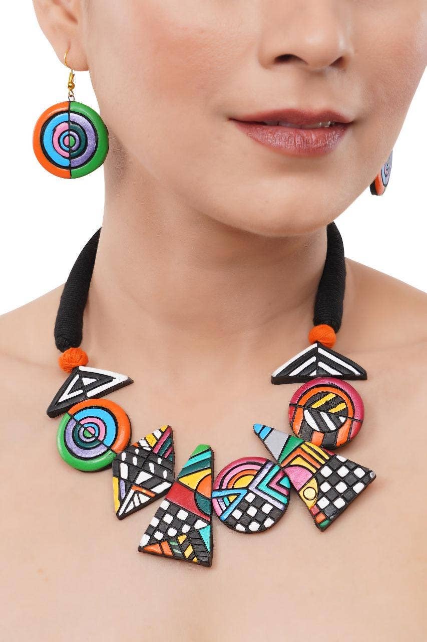 Geometric Necklace Set | Clay Jewelry | Colorful Jewelry