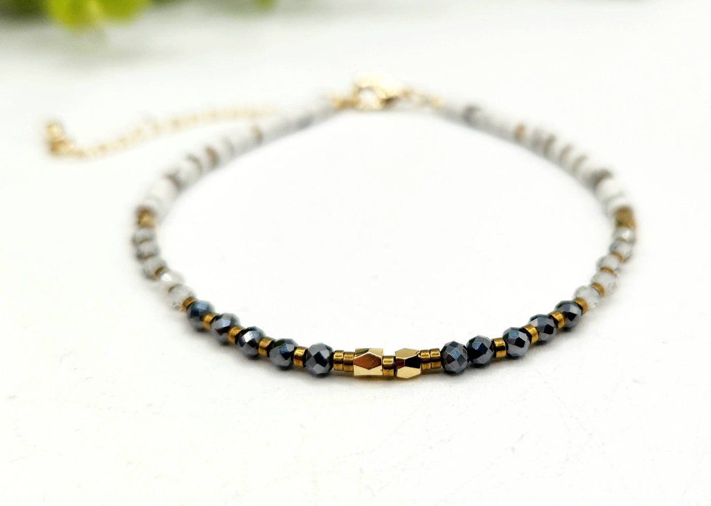 Empath Protection-Terahertz/C. Quartz/White Howlite Bracelet