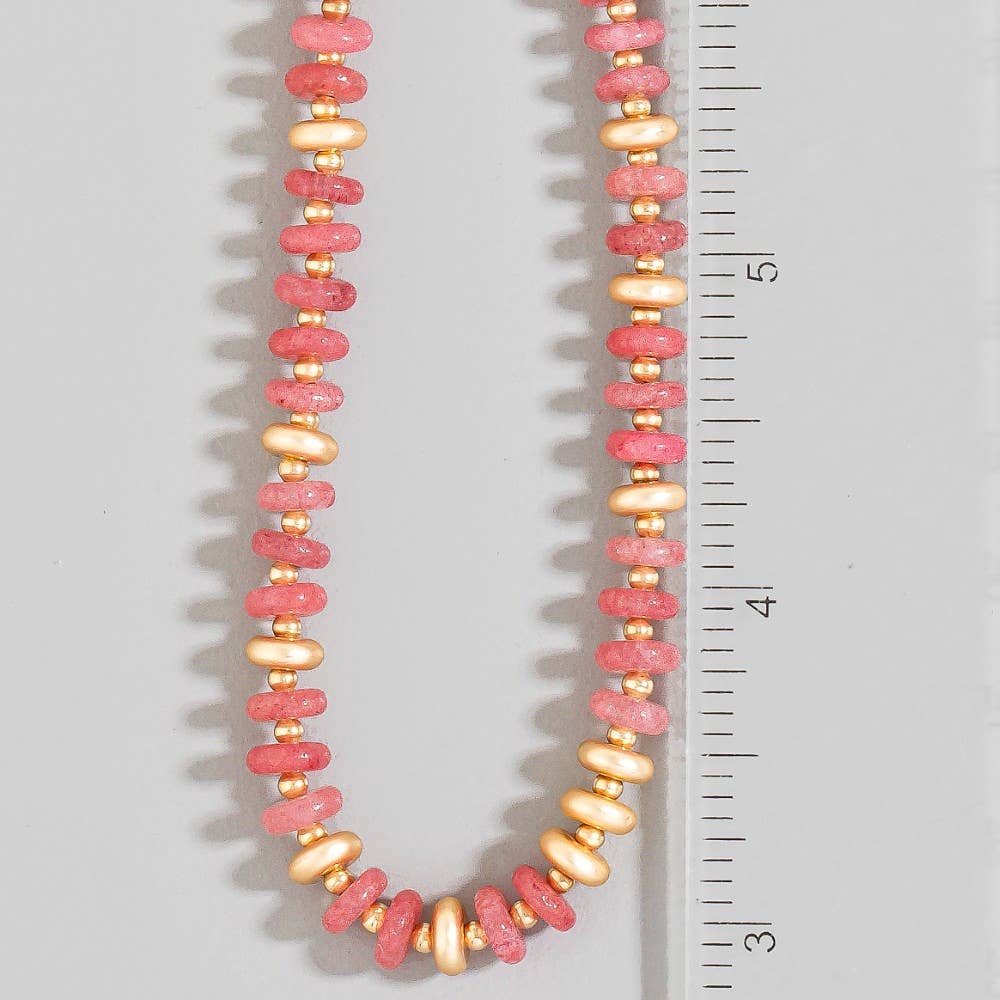 Semi Precious Stone Disc Beaded Necklace