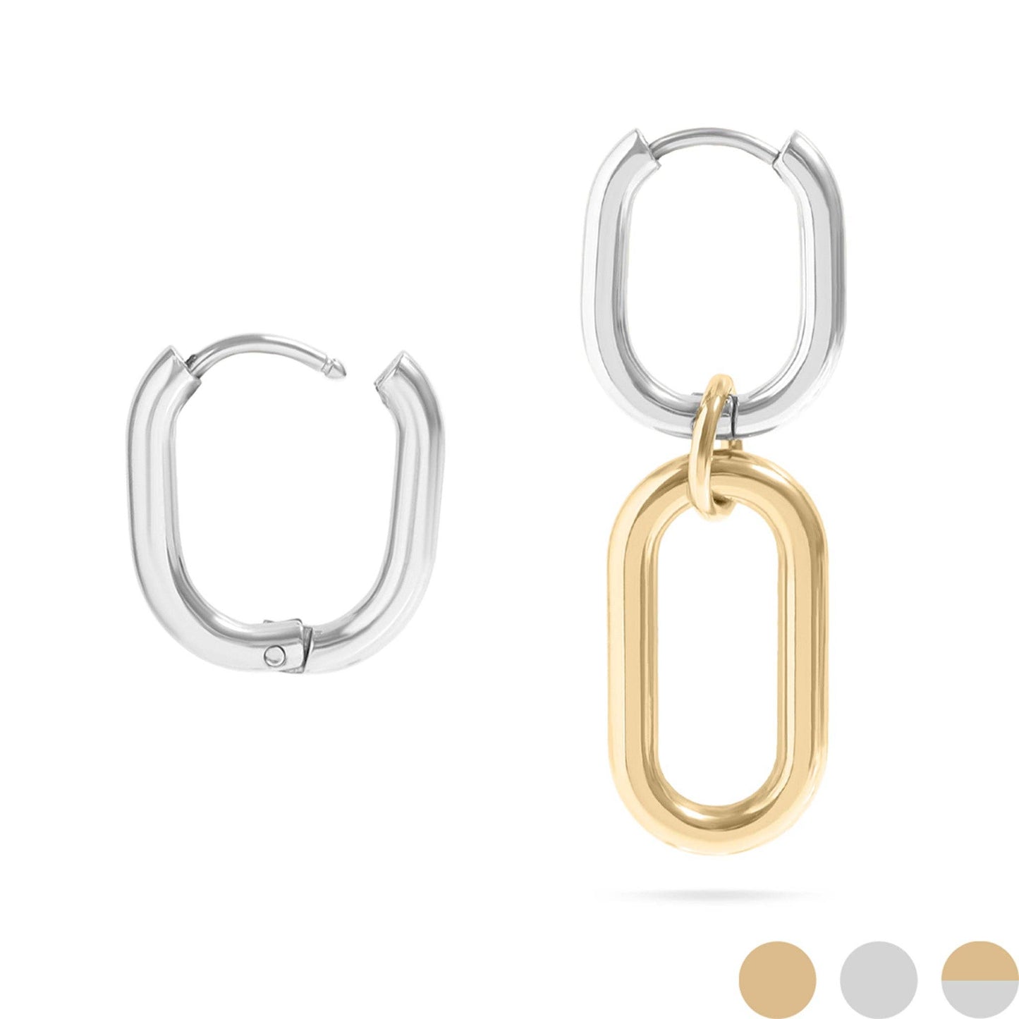18K Gold Pvd Stainless Steel Convertible Huggie Earrings