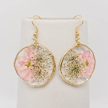 Delphinium & Queen Anne's Lace Dried Flowers Earrings - Pdf