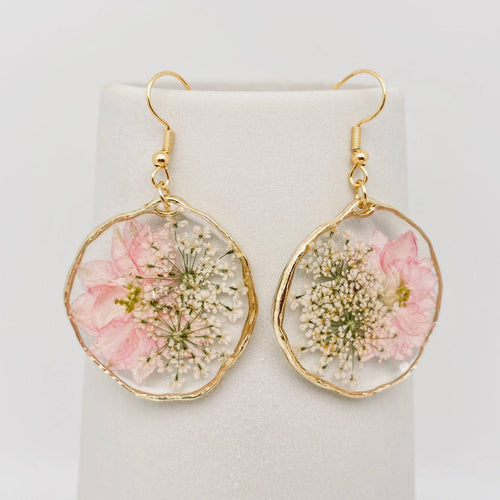 Delphinium & Queen Anne's Lace Dried Flowers Earrings - Pdf