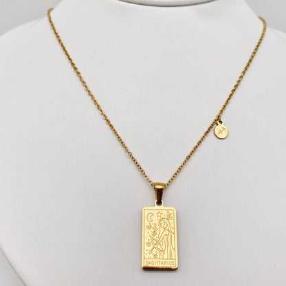 Golden Stainless Steel 12 Constellation Charm Necklace - Fgs