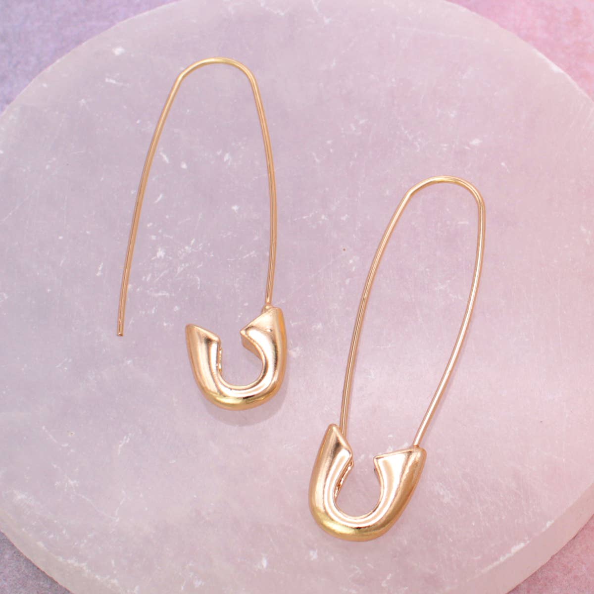 Gold Safety Pin Hoop Earrings