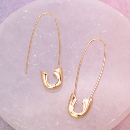 Gold Safety Pin Hoop Earrings