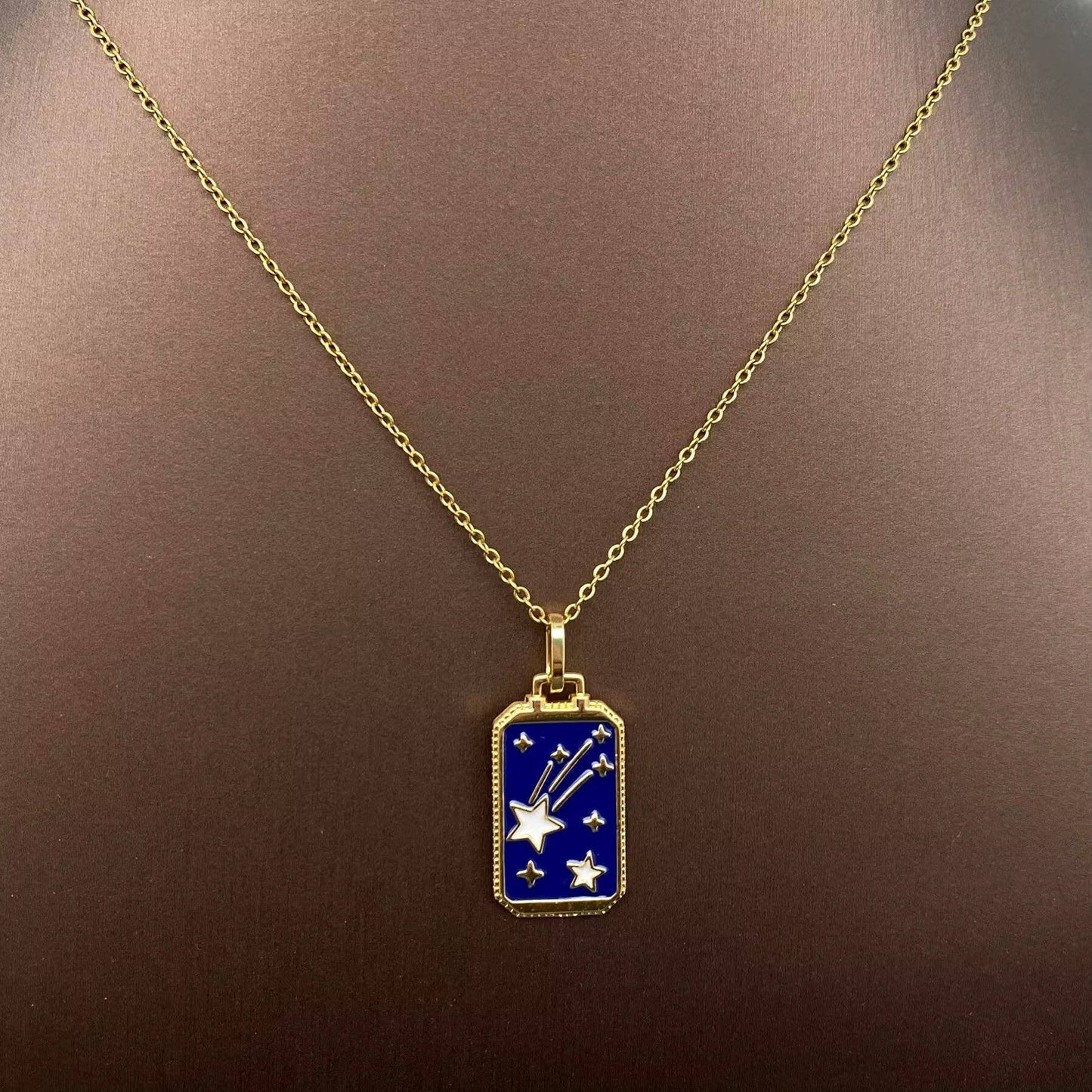 Enamel Tarot Charm 18K Gold Plated Necklace