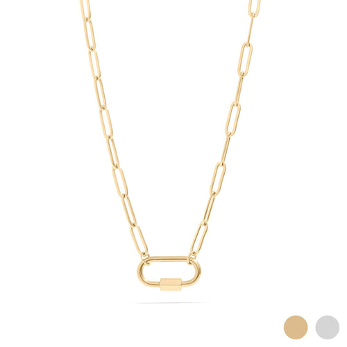 18K Gold Pvd Paperclip Carabiner Necklace