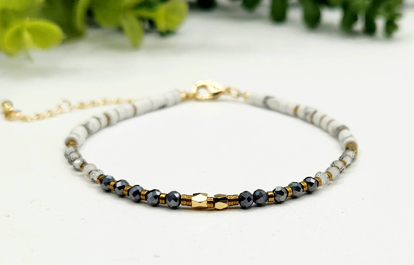 Empath Protection-Terahertz/C. Quartz/White Howlite Bracelet