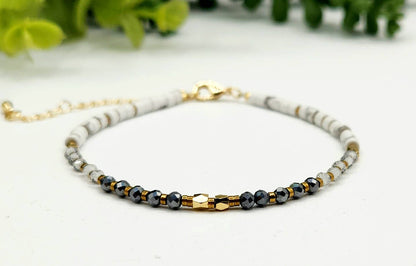 Empath Protection-Terahertz/C. Quartz/White Howlite Bracelet