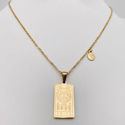 Golden Stainless Steel 12 Constellation Charm Necklace - Fgs