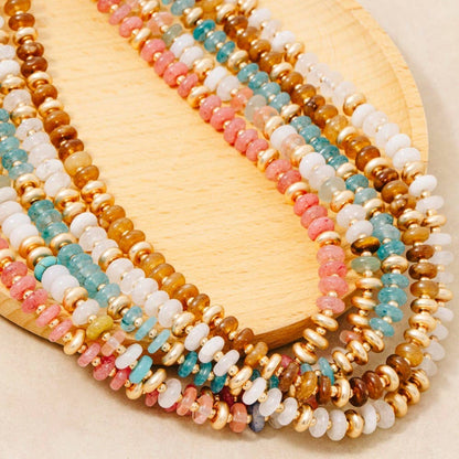 Semi Precious Stone Disc Beaded Necklace