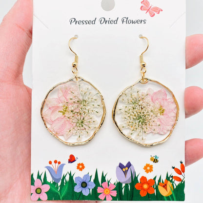 Delphinium & Queen Anne's Lace Dried Flowers Earrings - Pdf