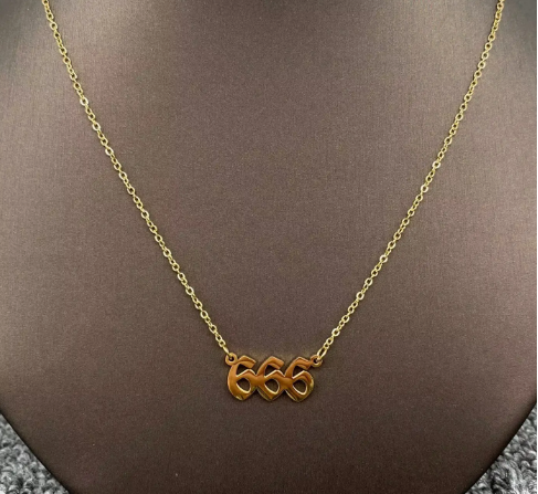 Lucky Numbers 18K Gold Plated Stainless Steel Necklace - Fgs
