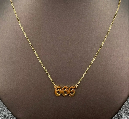 Lucky Numbers 18K Gold Plated Stainless Steel Necklace - Fgs