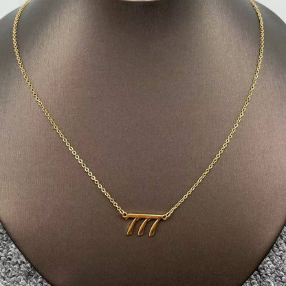Lucky Numbers 18K Gold Plated Stainless Steel Necklace - Fgs