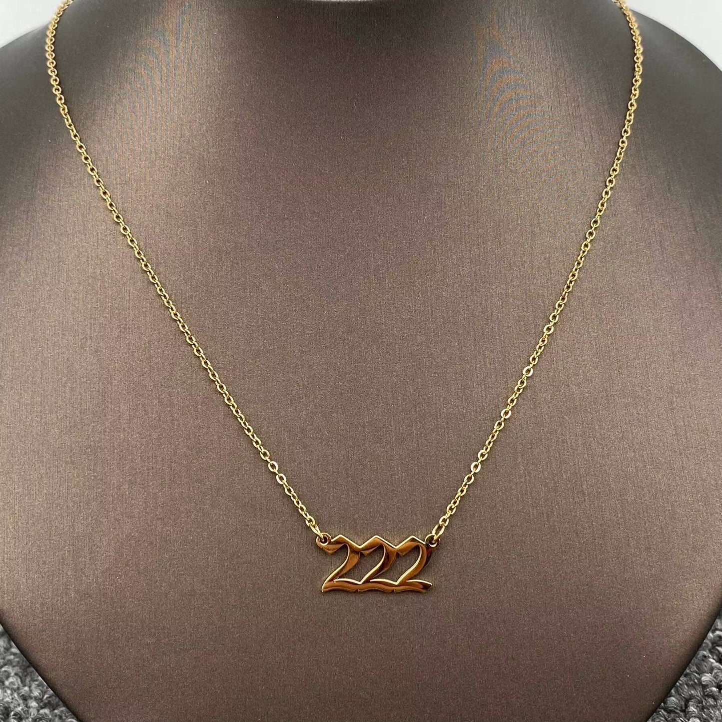 Lucky Numbers 18K Gold Plated Stainless Steel Necklace - Fgs