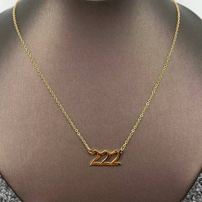 Lucky Numbers 18K Gold Plated Stainless Steel Necklace - Fgs
