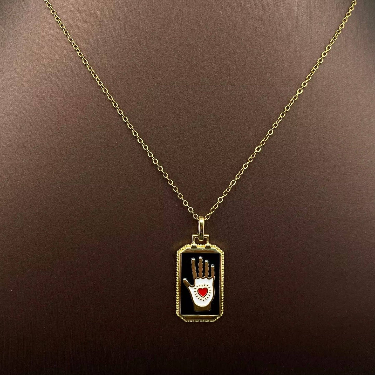 Enamel Tarot Charm 18K Gold Plated Necklace