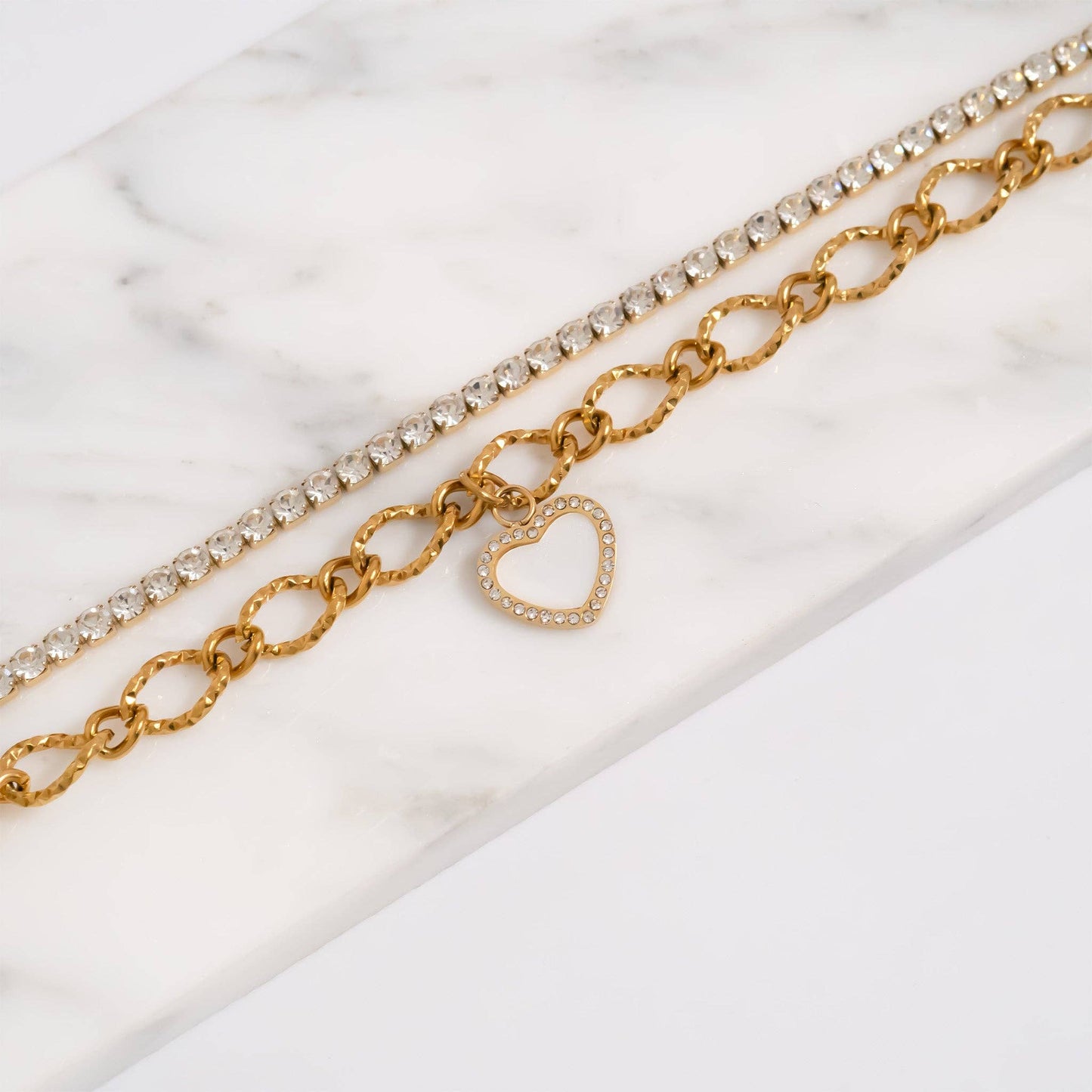 18K Gold Pvd Cz Stone Tennis Bracelet