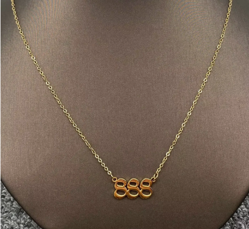 Lucky Numbers 18K Gold Plated Stainless Steel Necklace - Fgs