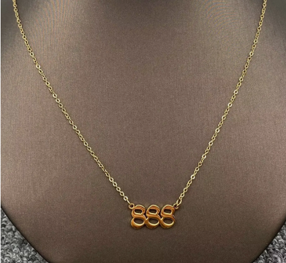 Lucky Numbers 18K Gold Plated Stainless Steel Necklace - Fgs