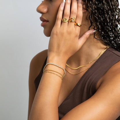 18K Gold Pvd Cz Stone Tennis Bracelet