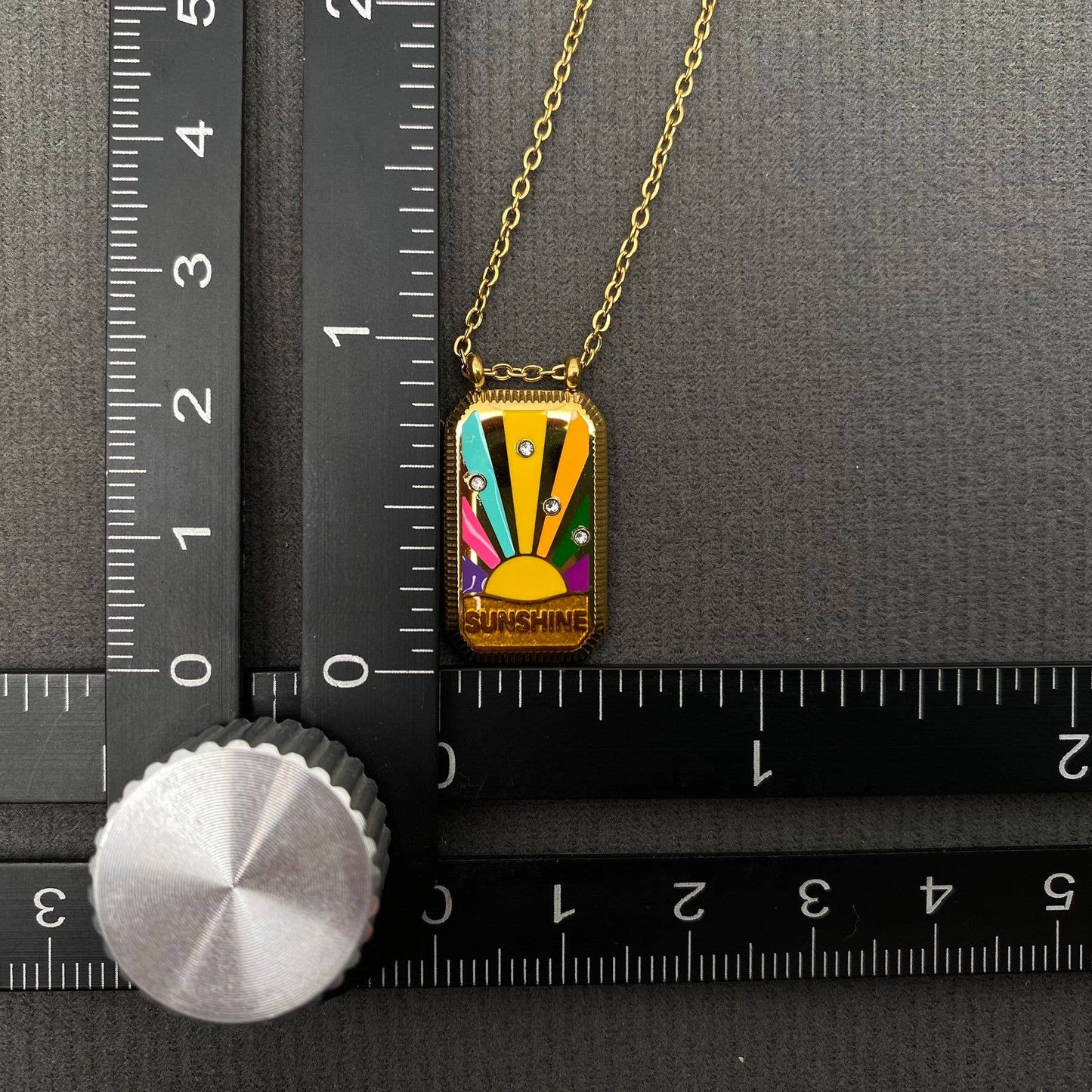Cz Enamel Tarot Charm 18K Gold Plated S.Steel Necklace - Fgs