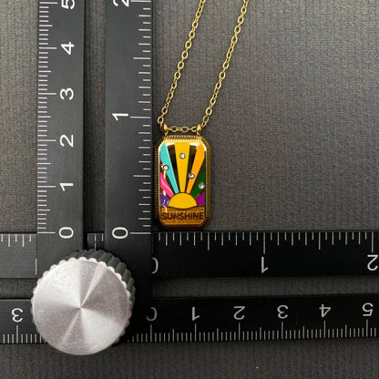 Cz Enamel Tarot Charm 18K Gold Plated S.Steel Necklace - Fgs