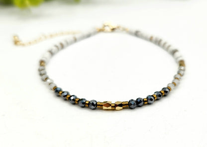 Empath Protection-Terahertz/C. Quartz/White Howlite Bracelet