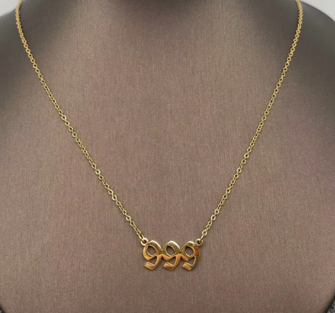 Lucky Numbers 18K Gold Plated Stainless Steel Necklace - Fgs