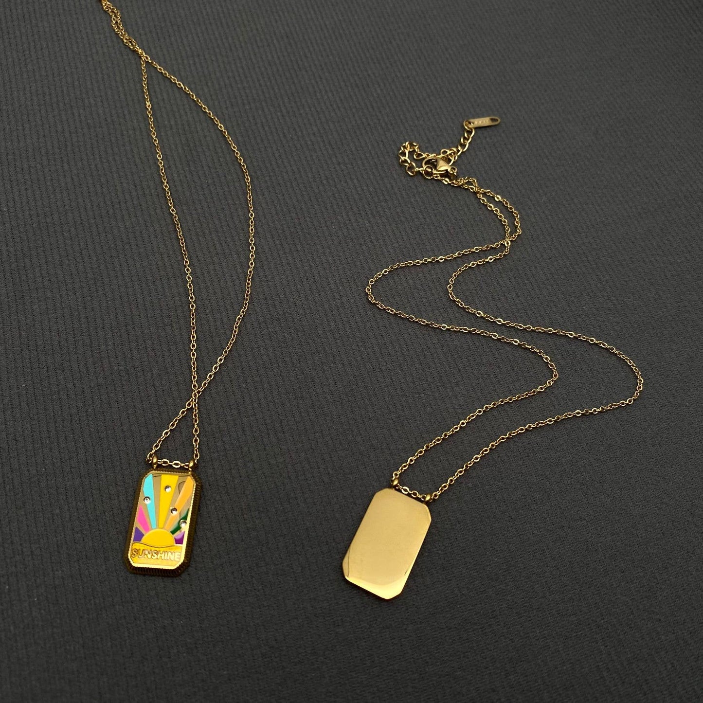 Cz Enamel Tarot Charm 18K Gold Plated S.Steel Necklace - Fgs