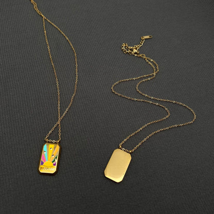 Cz Enamel Tarot Charm 18K Gold Plated S.Steel Necklace - Fgs