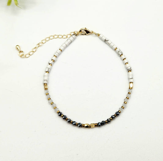 Empath Protection-Terahertz/C. Quartz/White Howlite Bracelet