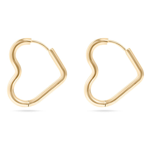 18K Gold Pvd Stainless Steel Heart Hoop Earrings / ERJ0007