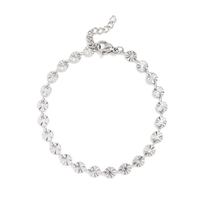 18K Gold Pvd Stainless Steel Sunburst Chain Bracelet