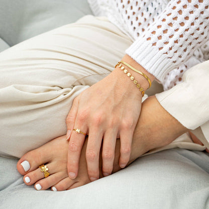 18K Gold Pvd Stainless Steel Sunburst Chain Bracelet