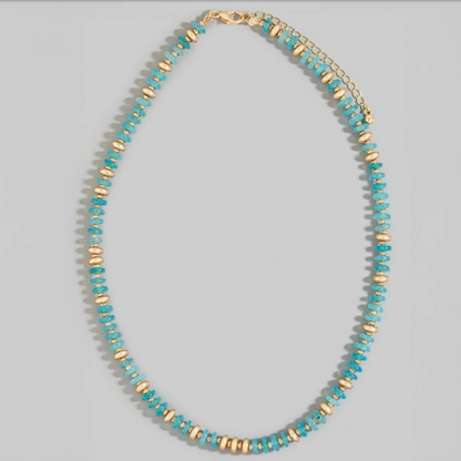 Semi Precious Stone Disc Beaded Necklace
