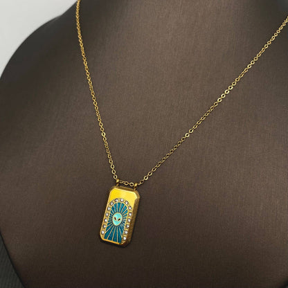 Cz Enamel Tarot Charm 18K Gold Plated S.Steel Necklace - Fgs
