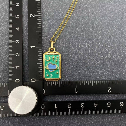 Enamel Tarot Charm 18K Gold Plated Necklace