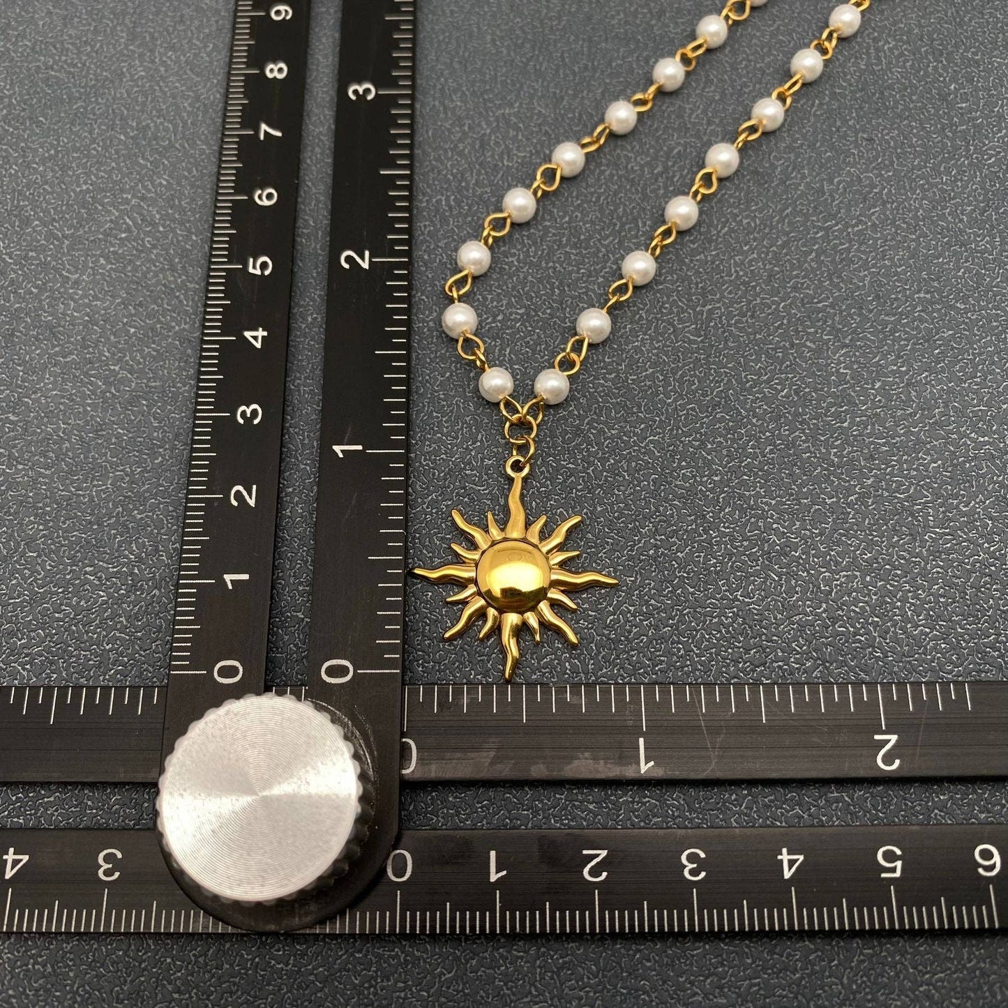 18K Gold Plated Ss Sun Charm Pearl Chain Necklace - Fgs/Ms
