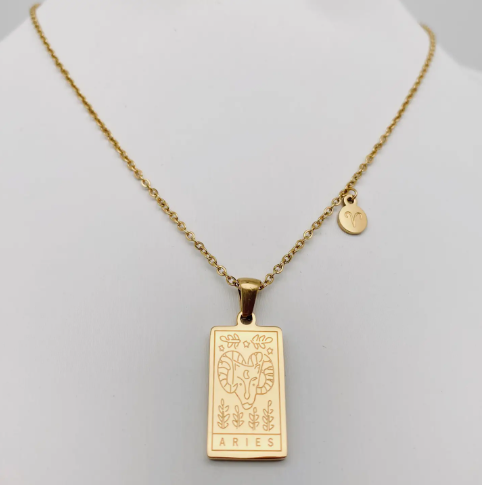 Golden Stainless Steel 12 Constellation Charm Necklace - Fgs