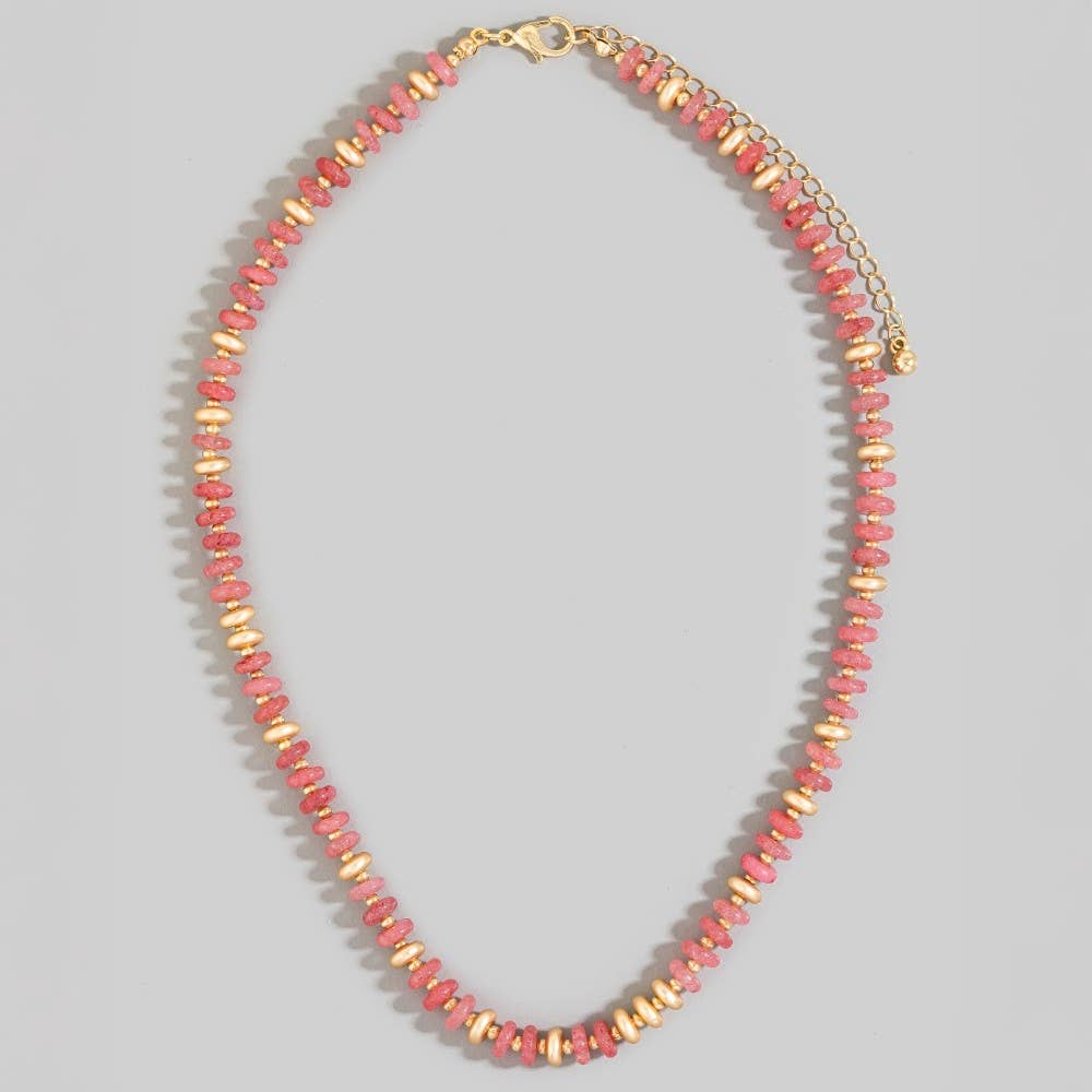 Semi Precious Stone Disc Beaded Necklace