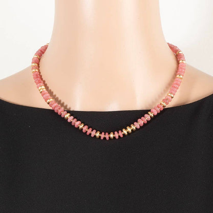 Semi Precious Stone Disc Beaded Necklace