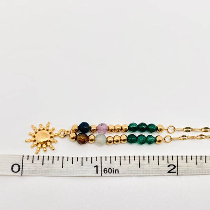 Stone Beads 18 K Gold Plated  Sun Pendant Necklace - Fgs/Cs