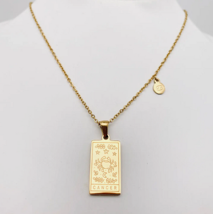 Golden Stainless Steel 12 Constellation Charm Necklace - Fgs