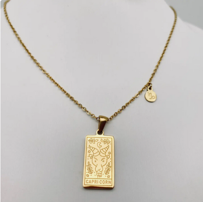 Golden Stainless Steel 12 Constellation Charm Necklace - Fgs