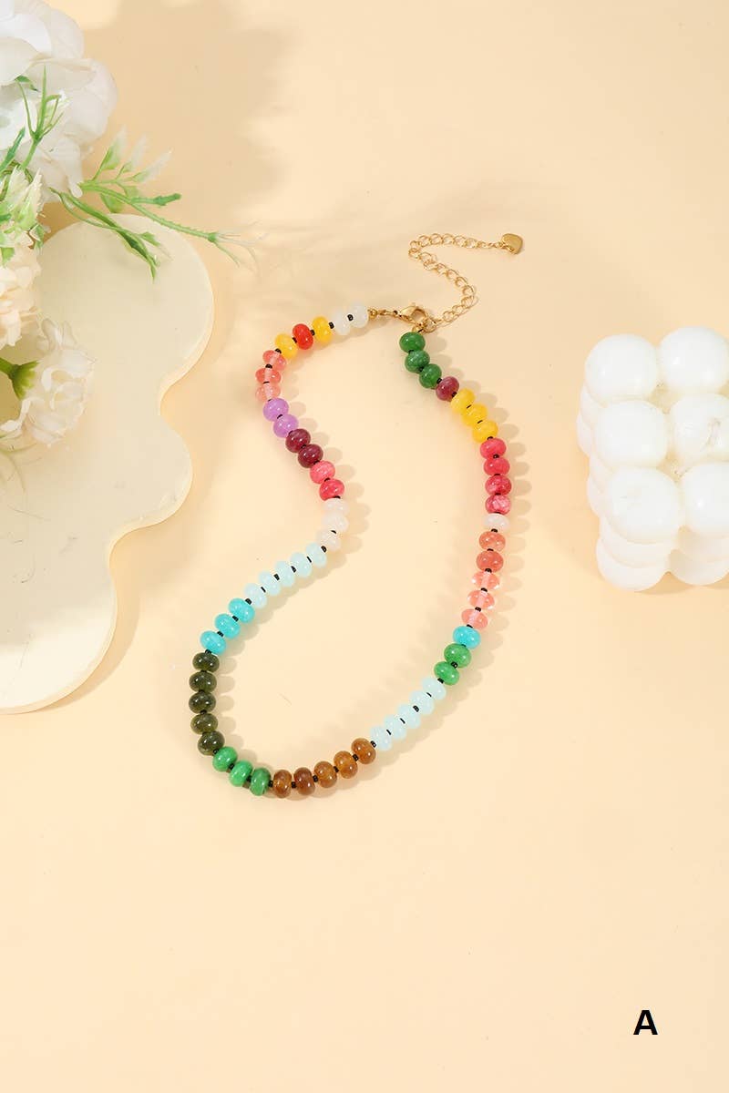 `.Trendy Natural Agate Gemstone Necklace