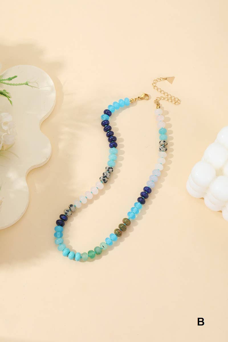 `.Trendy Natural Agate Gemstone Necklace