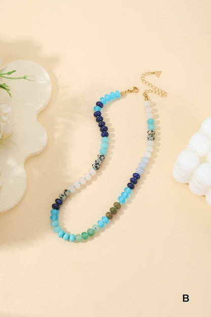 `.Trendy Natural Agate Gemstone Necklace