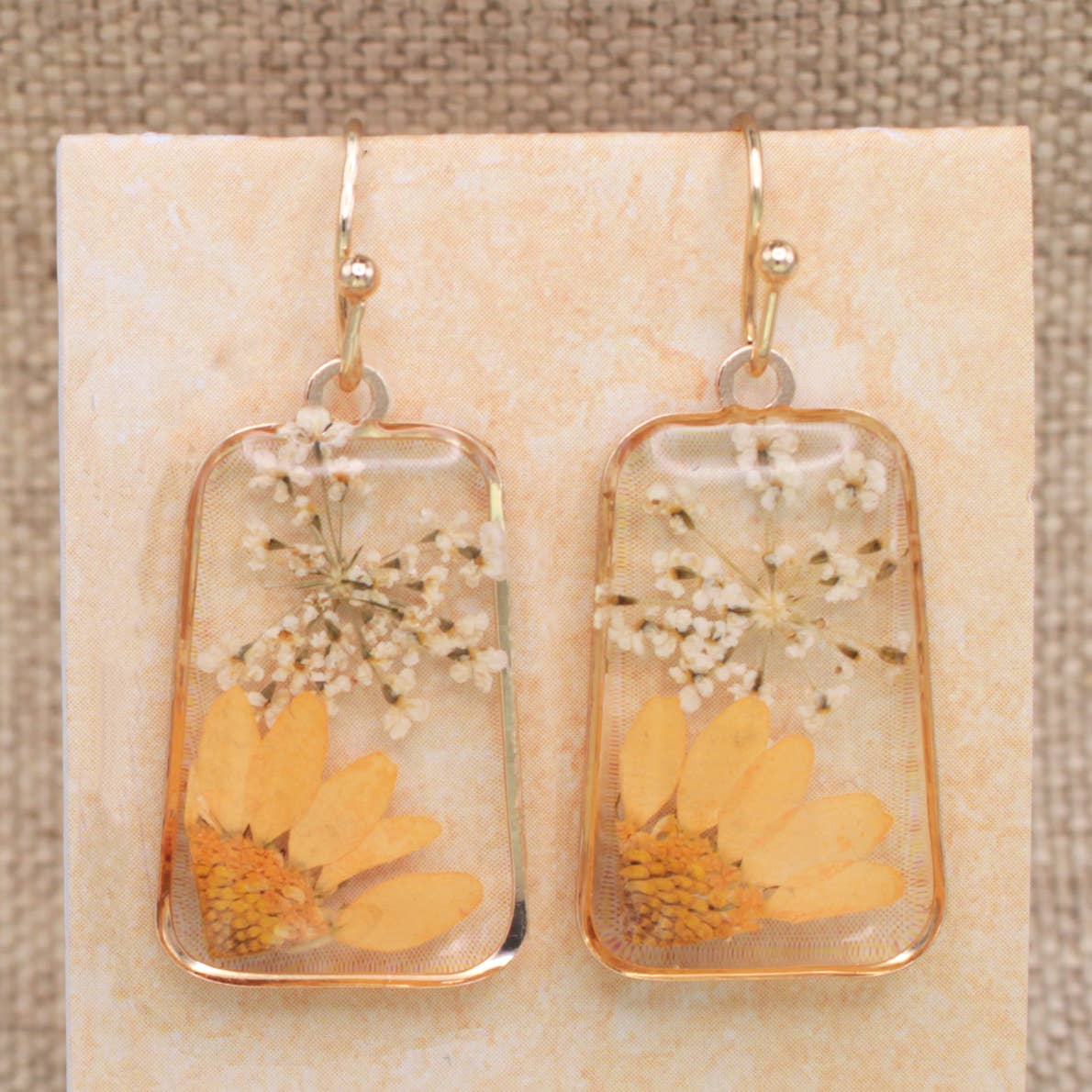 Cottage Floral Dried Sunflower Earring